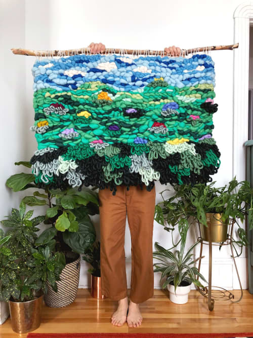Floral Landscape weaving | Macrame Wall Hanging in Wall Hangings by Nova Mercury Design. Item made of cotton