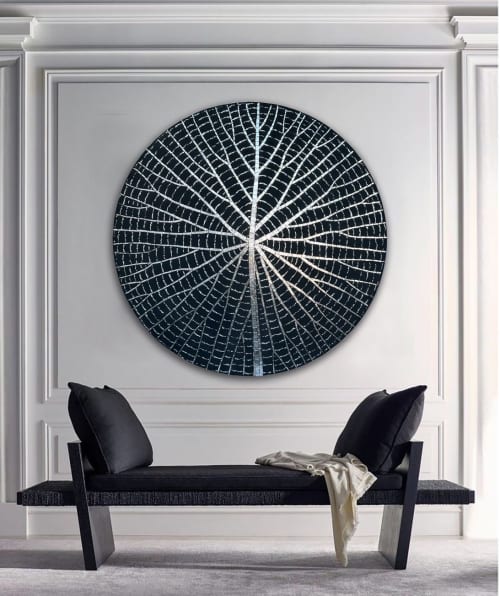 Night Waterlily Black Edition | Wall Sculpture in Wall Hangings by Julia Gorbunova. Item made of glass compatible with contemporary and modern style