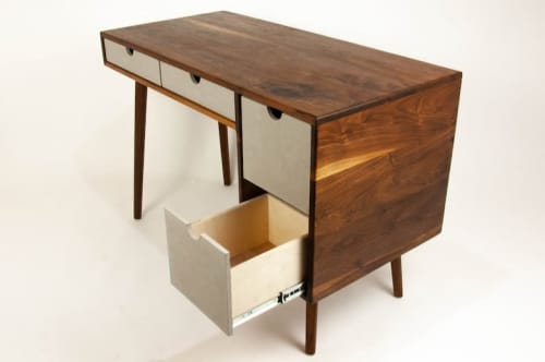 The Executive | Desk in Tables by Curly Woods. Item made of maple wood works with mid century modern style