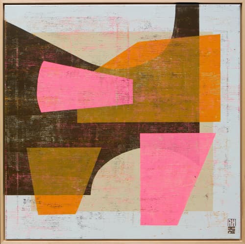 Fractured fallen orange pink brown | Oil And Acrylic Painting in Paintings by Ronald Hunter. Item made of canvas works with minimalism & contemporary style