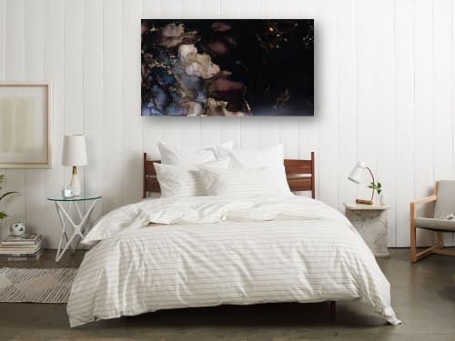 'BLACK DAHLIA' - Luxury Epoxy Resin Abstract Artwork | Mixed Media by Christina Twomey Art + Design. Item made of synthetic