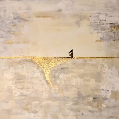 The Woman in the Wind | Oil And Acrylic Painting in Paintings by KARDIMAGO. Item made of canvas & synthetic