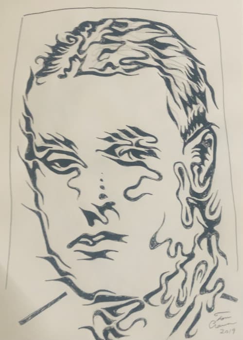 head of man 2019 india ink on paper | Drawings by Tom Cramer. Item composed of paper