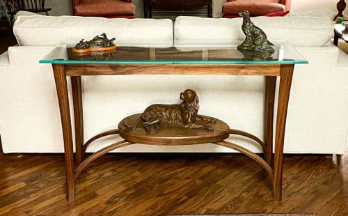 The Rooney Table | Console Table in Tables by Novità Design. Item made of walnut with glass works with contemporary & modern style