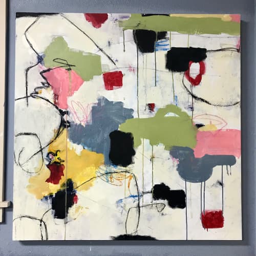 Happy Hour | Oil And Acrylic Painting in Paintings by Shellie Garber. Item composed of canvas & synthetic