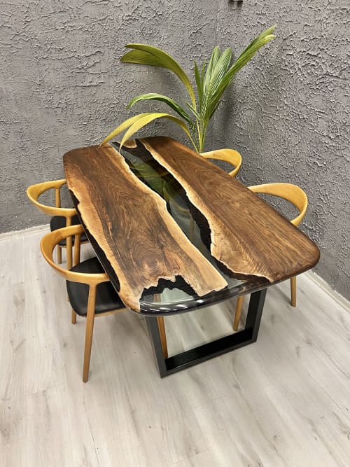 Black epoxy walnut online table