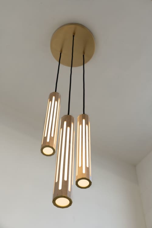 Lantern Pendants | Pendants by Designed with Purpose | Designed with Purpose in Baltimore. Item composed of maple wood and brass