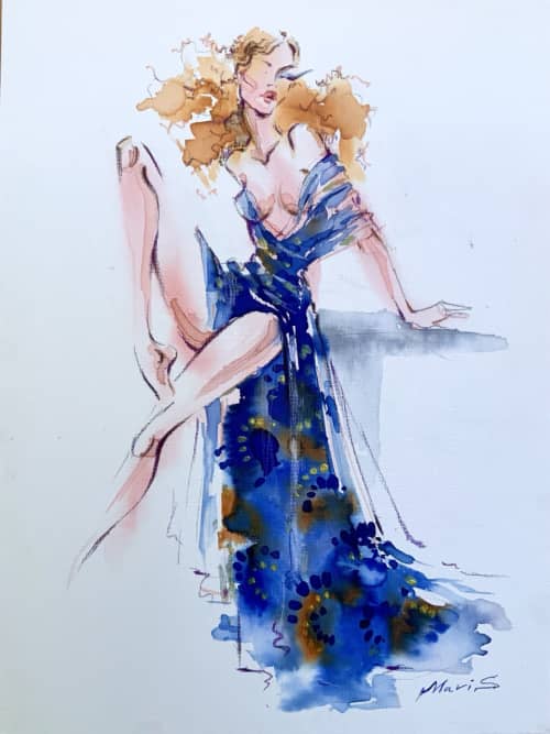"Photoshoot"  Original Fashion illustration on board | Drawings by Marina Saba Fine Art