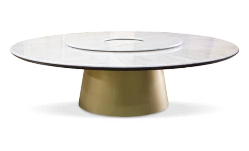 Dining Table with White Ibiza Marble top, Aragon | Tables by Costantini Design. Item composed of metal & marble