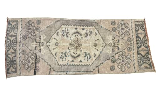 Vintage Turkish rug doormat | 1.4 x 3.4 | Small Rug in Rugs by Vintage Loomz. Item composed of wool in boho or mid century modern style