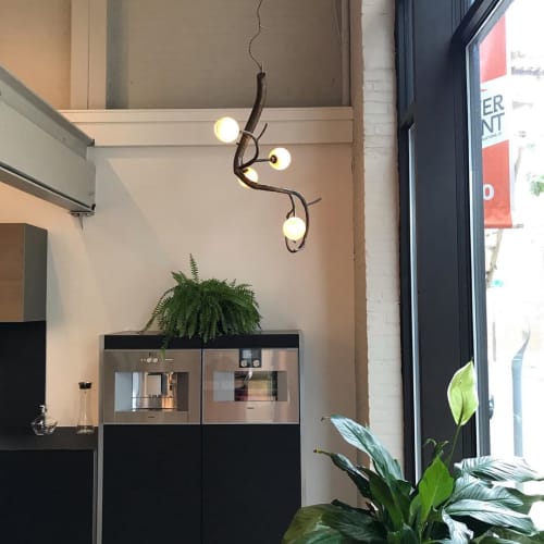 Custom Budding newGROWTH Chandeliers | Chandeliers by CP Lighting | Poggenpohl Philadelphia Kitchen Design Studio in Philadelphia. Item made of aluminum & glass