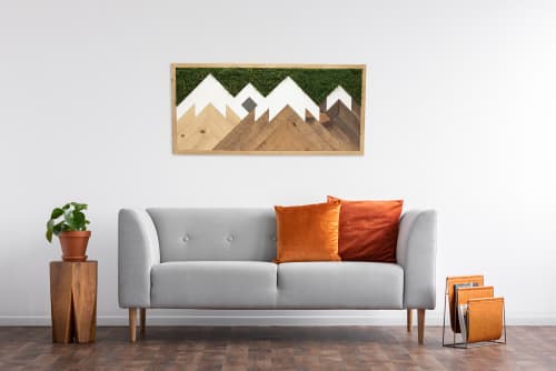 Mountain Live Moss Wall Art | Wall Hangings by Moss Pure. Item made of wood compatible with contemporary and industrial style