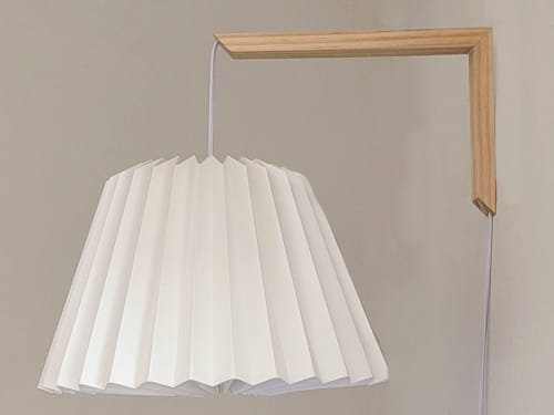 Empire Pleated hanging lamp - sconces Cone, Modern wall lamp | Sconces by Studio Pleat. Item composed of wood and paper in minimalism or contemporary style
