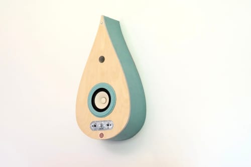 Teardrop Speaker | Media Console in Storage by Salad Design/Matt Jabloner/Big Valley. Item made of birch wood with fabric works with boho & coastal style