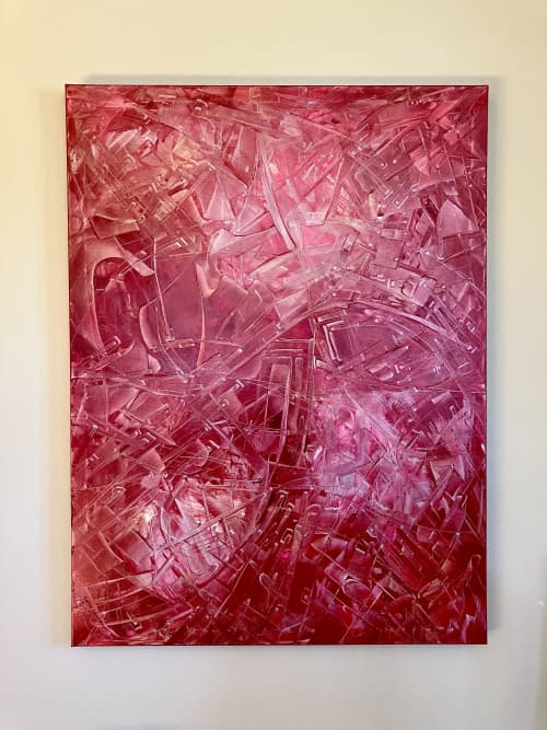 Crimson Symphony | Oil And Acrylic Painting in Paintings by Lino Laure. Item composed of canvas compatible with contemporary and modern style