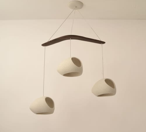 Claylight Double Cut Boomerang | Chandeliers by lightexture. Item made of wood with ceramic