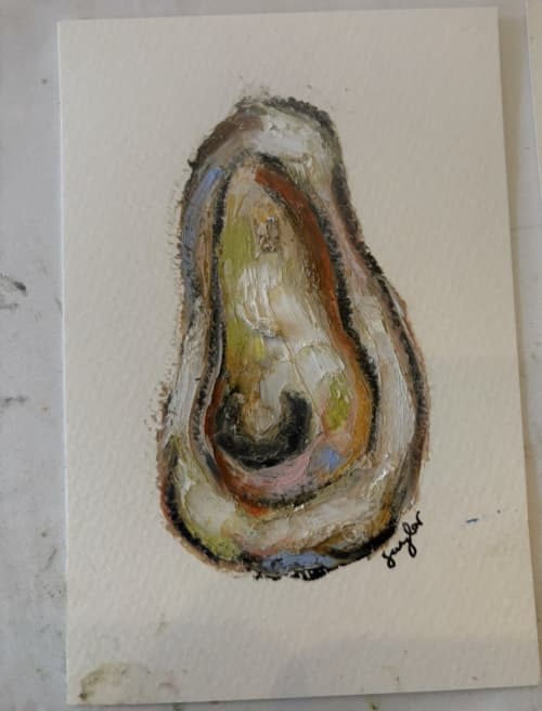 Oyster occasion | Paintings by Saylor Blankenship. Item composed of bamboo and steel in minimalism or contemporary style