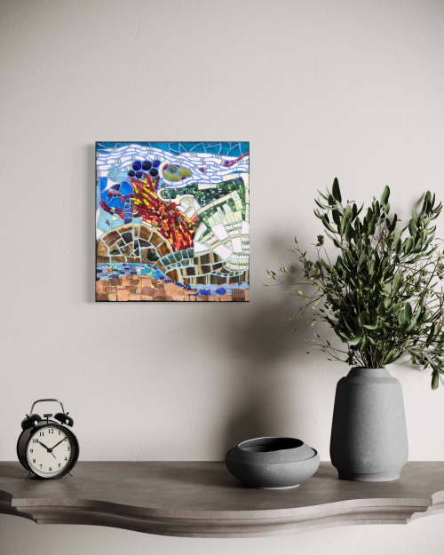 Impulse IV - The Waterhole Incident | Wall Sculpture in Wall Hangings by Gila Mosaics Studio. Item made of ceramic with glass works with boho & contemporary style