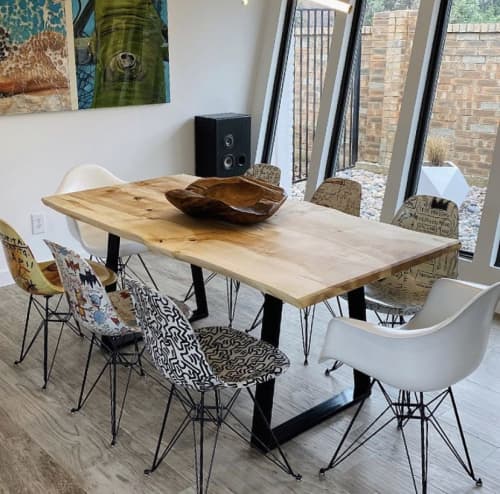 Live Edge Dining Table | Tables by TRH Furniture. Item made of maple wood works with contemporary & rustic style