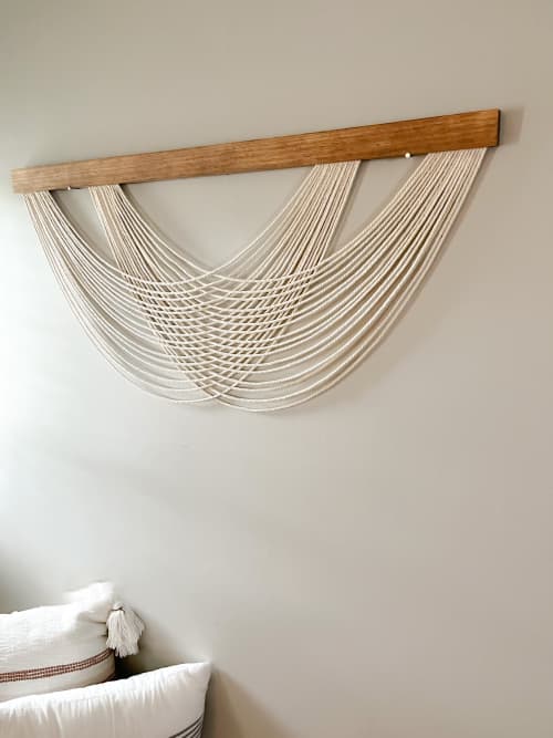 Medium fiber Art wall hanging. Macrame wall hanging | Tapestry in Wall Hangings by The Cotton Yarn. Item made of wood & cotton