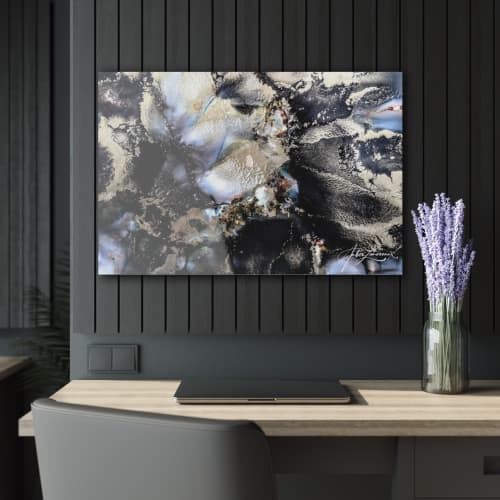Black Marble - Print on Metal | Prints by Amber Lamoreaux Art. Item composed of metal in boho or contemporary style