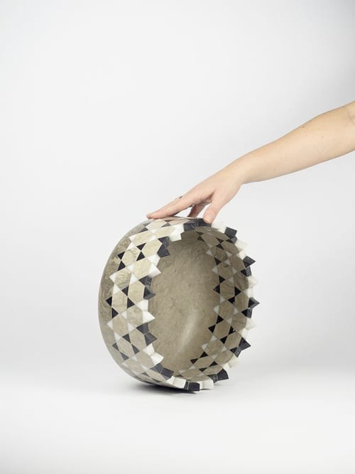 Stella - bianco nero | Planter in Vases & Vessels by gumdesign. Item made of marble compatible with contemporary style