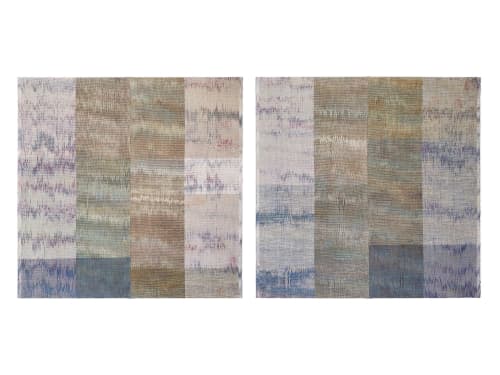 Heather Fields II - Diptych | Tapestry in Wall Hangings by Jessie Bloom. Item composed of cotton in mid century modern or contemporary style