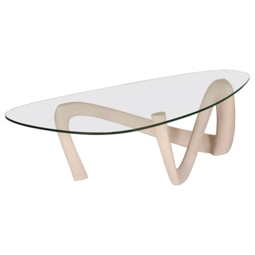 Amorph Iris Coffee Table with Glass Whitewash Stain | Tables by Amorph. Item made of wood with glass