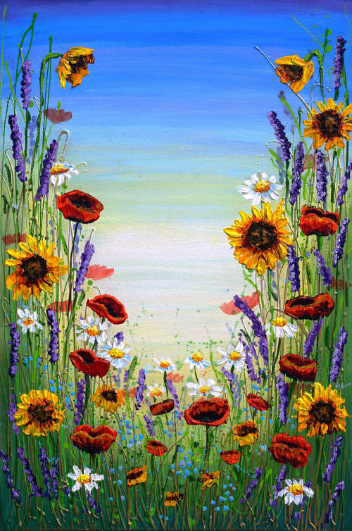 Symphony of Wildflowers | Oil And Acrylic Painting in Paintings by DaggArt