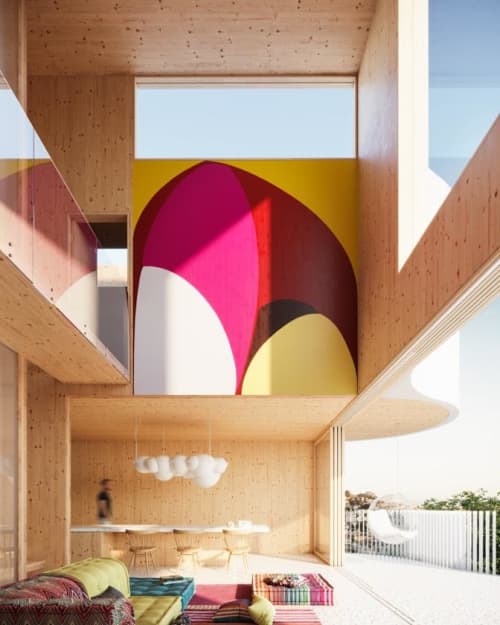 Laidley Street Mural of AllTogetherNow | Murals by Cathy Liu | Private Residence, San Francisco in San Francisco. Item composed of synthetic