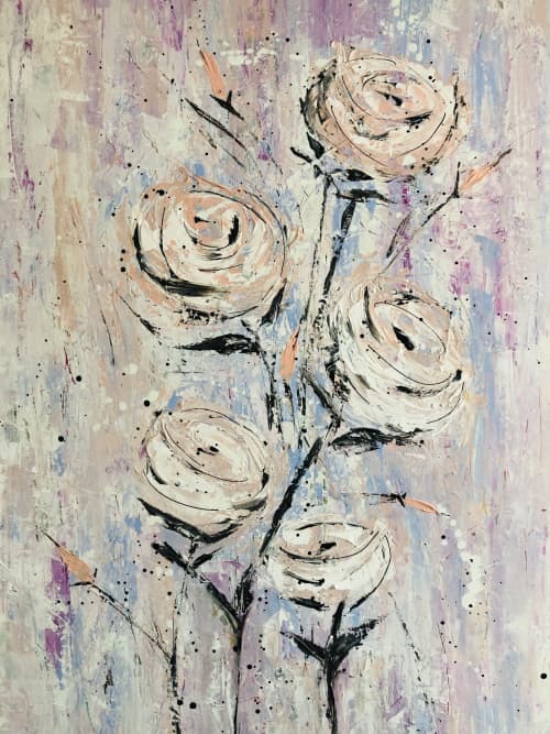 Floral Fancy | Oil And Acrylic Painting in Paintings by Lori Burke. Item composed of canvas