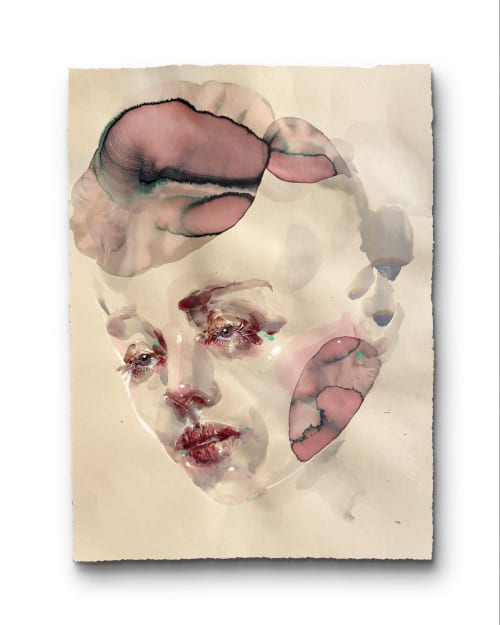 Watercolor Portrait Aura | Watercolor Painting in Paintings by Marta Spendowska. Item composed of paper in minimalism or contemporary style