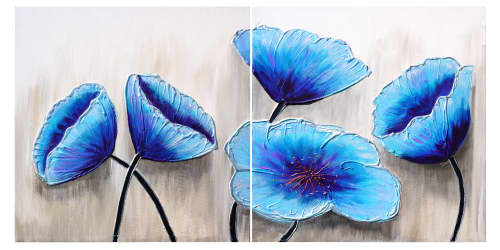 Delightful Poppies | Oil And Acrylic Painting in Paintings by Amanda Dagg. Item composed of canvas