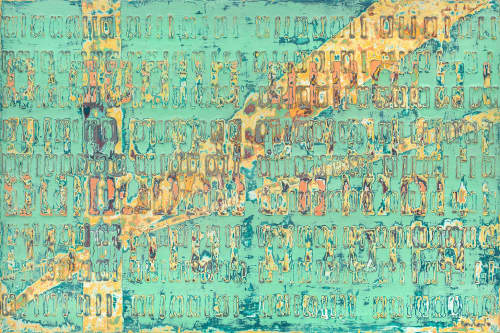 F*ck 'Em if They Can't Take a Joke- sold binary code series | Oil And Acrylic Painting in Paintings by L Rowland Contemporary Art. Item composed of wood & synthetic