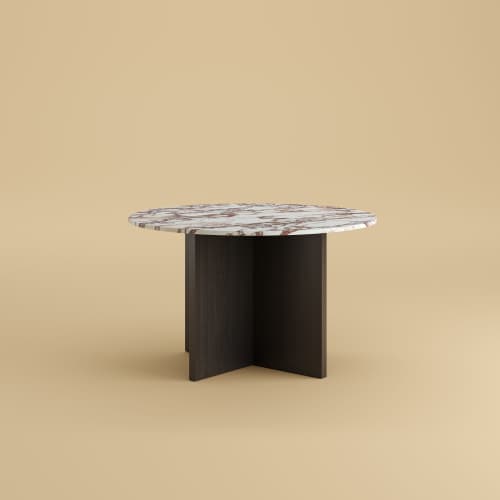 White Marble and Oak Dining Table - HAKATA by Lebanto | Tables by Lebanto. Item composed of oak wood and marble in minimalism or contemporary style