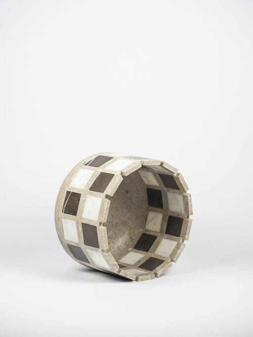 Quadrati - bianco nero | Planter in Vases & Vessels by gumdesign. Item made of marble compatible with modern style