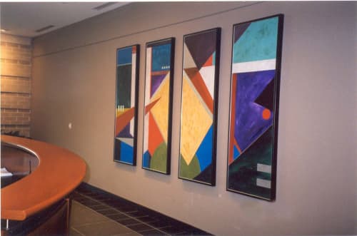 Geometrics- Multi-Canvas Installation | Oil And Acrylic Painting in Paintings by Twyla Gettert. Item made of canvas