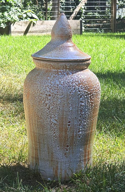 Lidded Ceramic Outdoor Vessel | Vase in Vases & Vessels by Rock Pond Pottery. Item in rustic or traditional style
