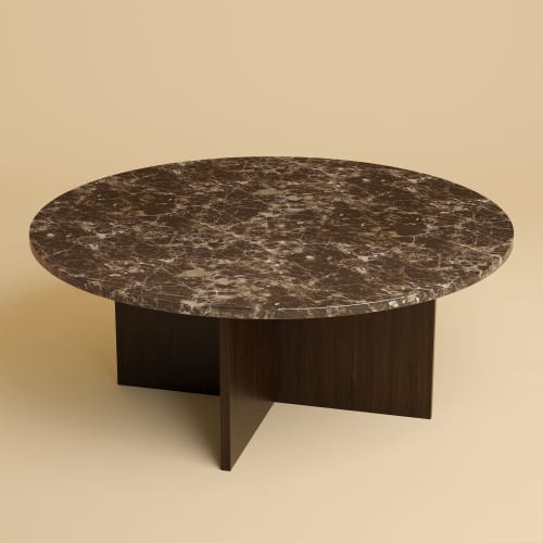 Dark Marble and Oak Coffee Table - HIRADO by Lebanto | Tables by Lebanto. Item made of oak wood with marble works with minimalism & contemporary style