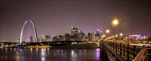Downtown St. Louis at Night with Eads Bridge | Photography by Coblitz Creative Concepts, LLC. Item made of metal works with traditional style