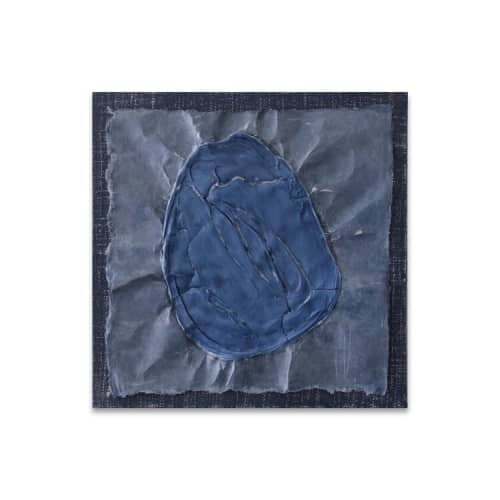 Indaco Collage IV | Mixed Media by Kim Fonder. Item made of fabric with synthetic
