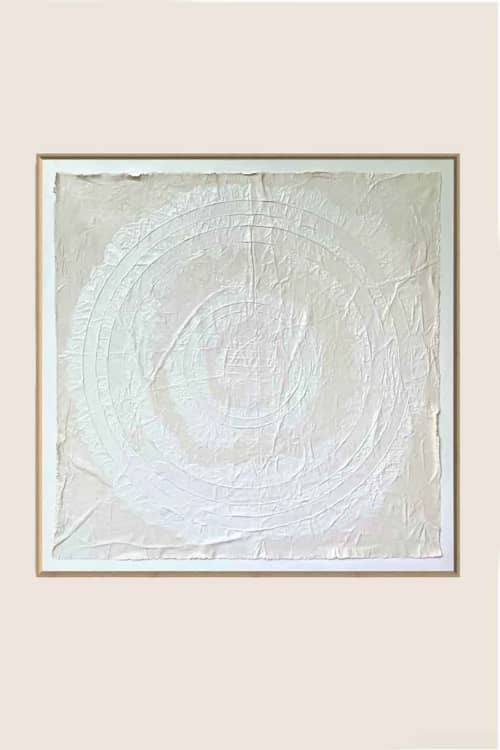 Circles C4848 C | Mixed Media in Paintings by Michael Denny Art, LLC. Item composed of bamboo and canvas in minimalism or contemporary style