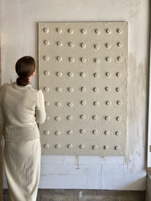 ‘Dapple’ | Wall Sculpture in Wall Hangings by Greyya Jay. Item composed of wood and cement in minimalism or japandi style