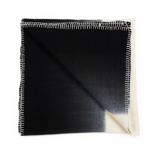 Ink Black White Ombre Textured Throw In Hand Spun Merino | Linens & Bedding by Studio Variously. Item works with contemporary & japandi style