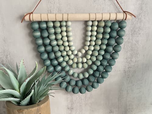 Ombre Wood Bead Wall Hanging | Wall Hangings by SoulShine Lighting Company. Item composed of oak wood in boho or minimalism style