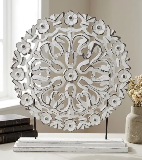 The Vintage Flora Medallion Stand | Decorative Objects by Famous Art Group Of Industries