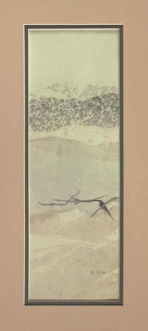 Washi landscape 9x20 (matted) | Oil And Acrylic Painting in Paintings by Jan Sullivan Fowler. Item composed of paper and synthetic