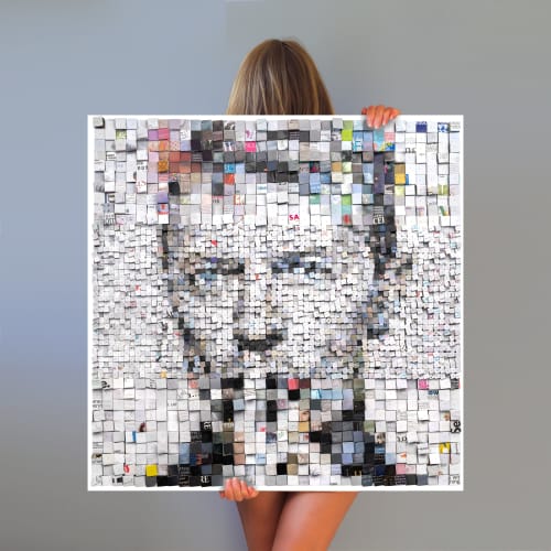 David Bowie #2 - limited edition of 20 - 90x90 cm | Prints in Paintings by Paola Bazz. Item composed of cotton in contemporary or eclectic & maximalism style
