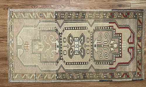 Hand-woven Turkish Rug Doormat | 1.8 x 3.1 | Small Rug in Rugs by Wool and Rug. Item made of wool works with boho & contemporary style