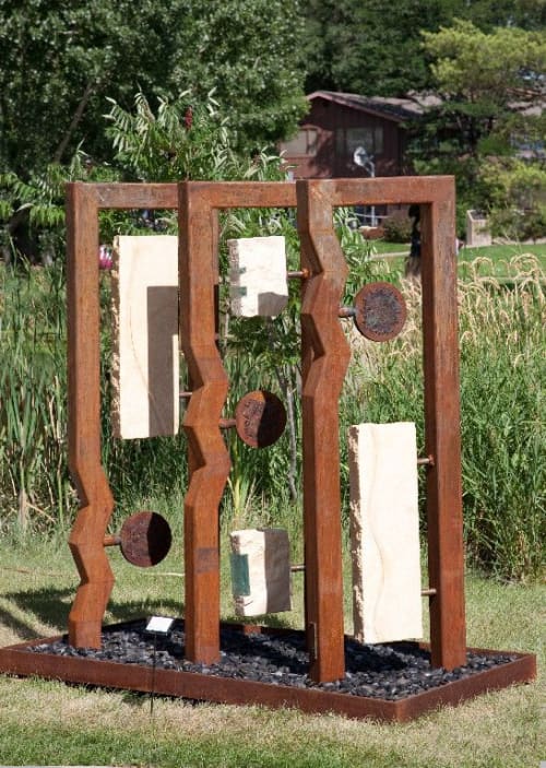 Ascension III | Public Sculptures by Brian Schader. Item made of steel with stone